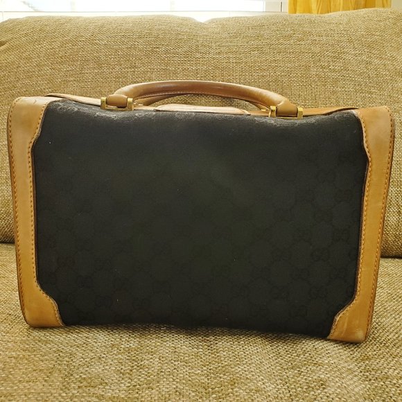 Black Vintage Gucci Train Case Toiletry Makeup Bag - Picture 2 of 16